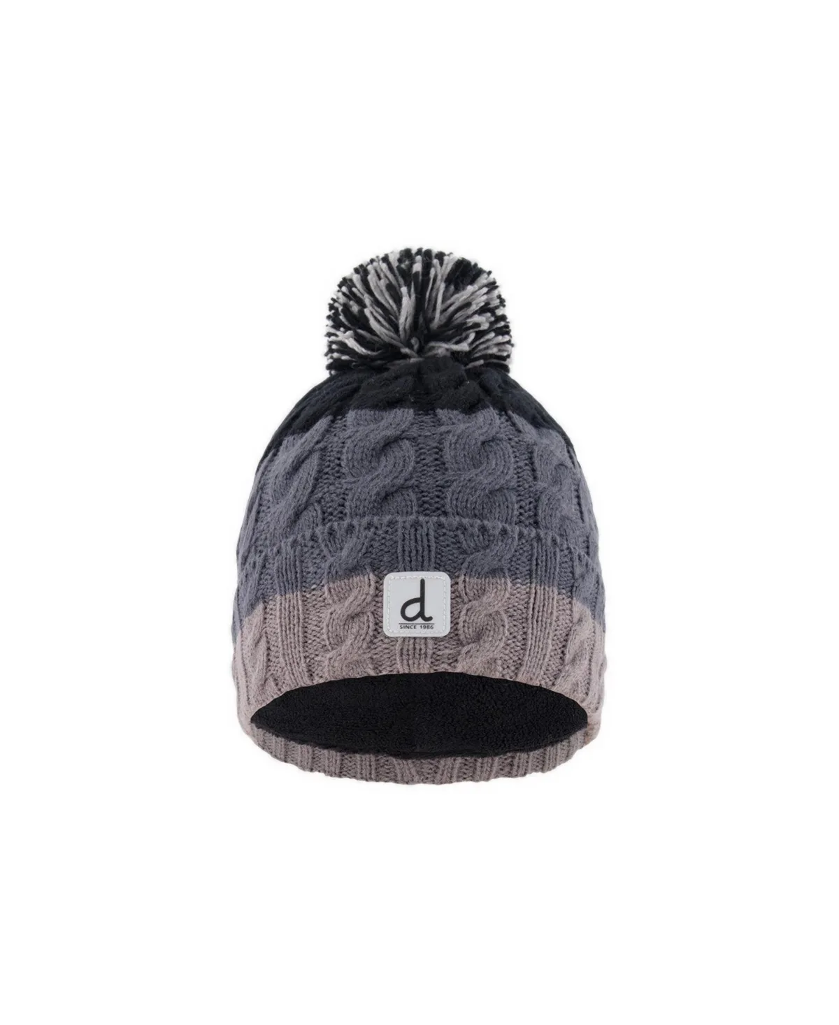 Pom-Pom Cable-Knit Fleece-Lined Beanie by Deux Par Deux