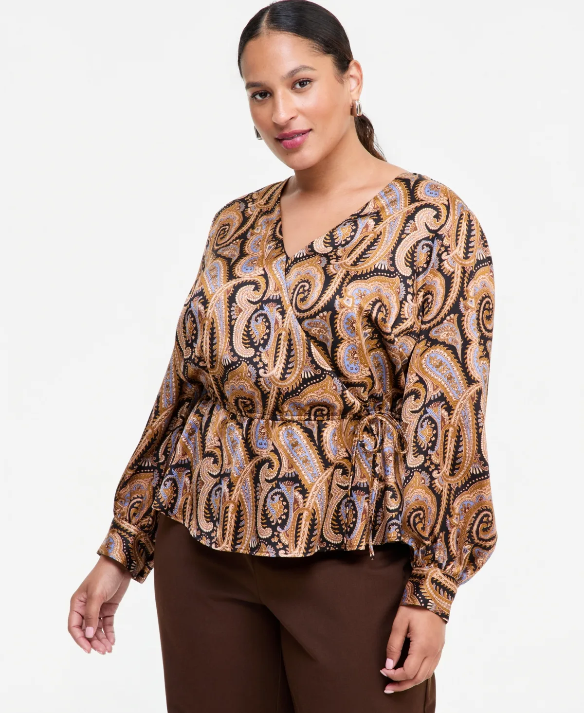 Printed Peplum Blouse by INC International Concepts