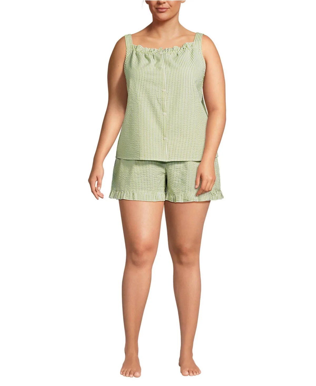 Seersucker 2 Piece Pajama Set - Tank and Shorts by Lands' End
