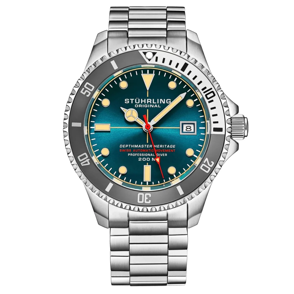 Swiss Automatic Silver-Tone Stainless Steel Bracelet Watch 42mm by Stuhrling