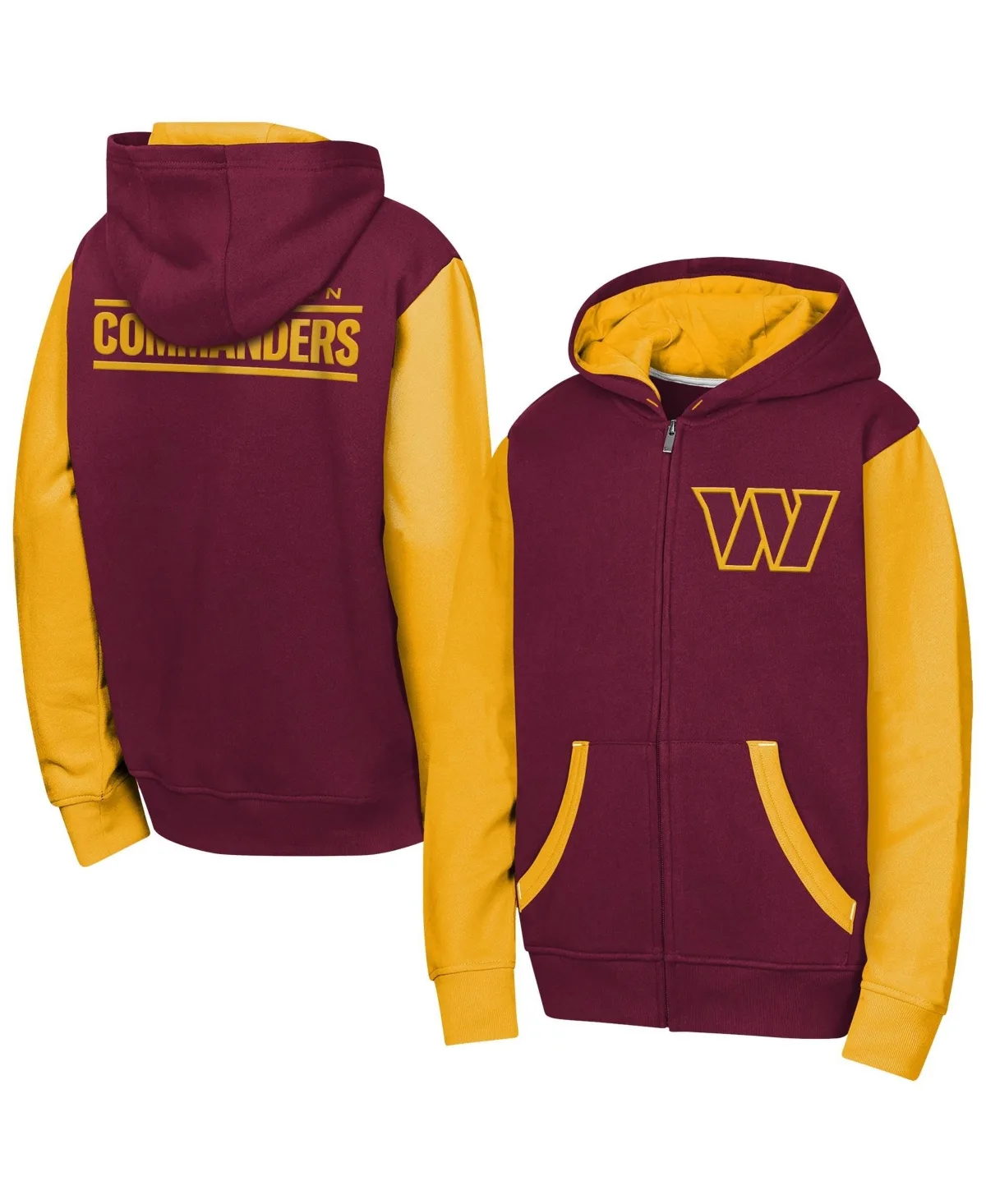 Washington Commanders Color-Block Fleece-Lined Full-Zip Hoodie by Outerstuff