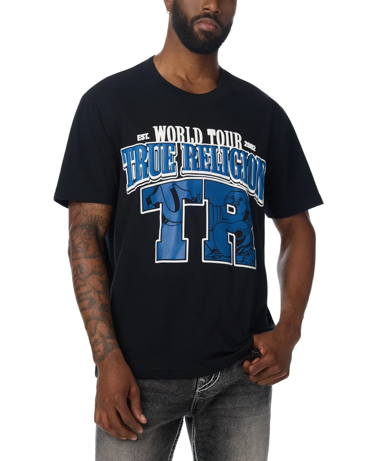 Arched Logo Buddha Graphic Regular-Fit Puff-Print T-Shirt by True Religion