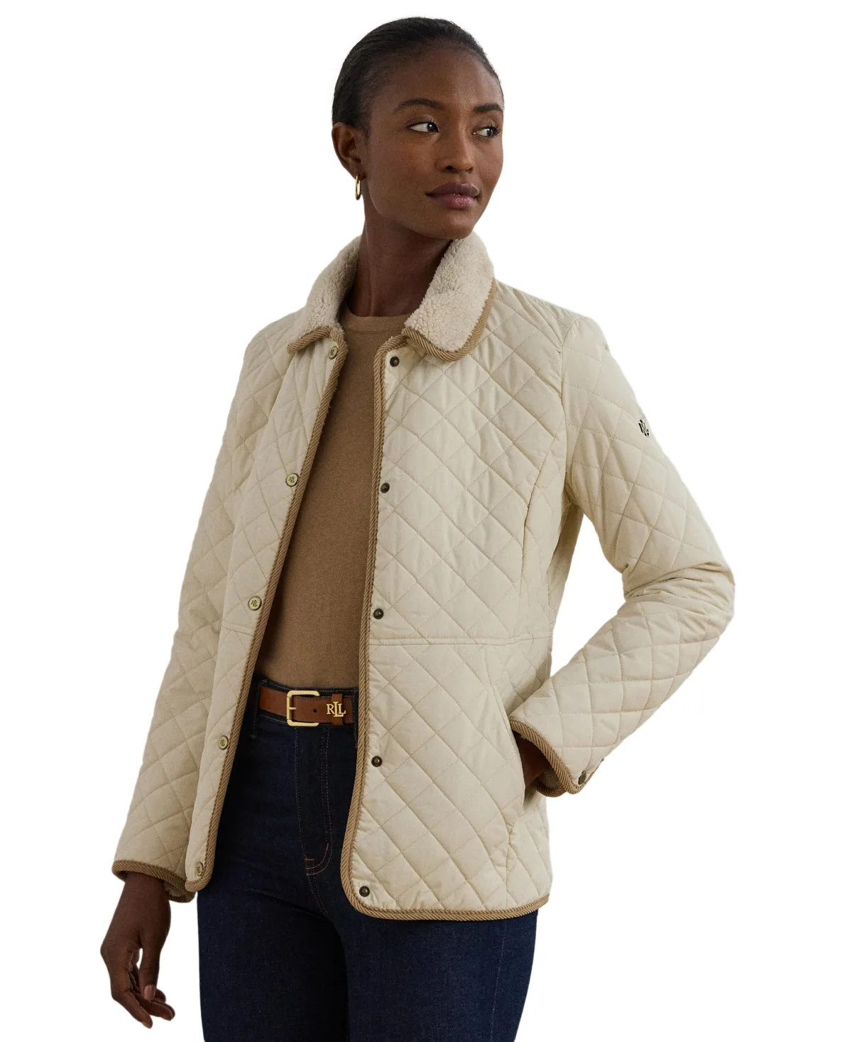 Lauren Ralph Lauren Faux-Sherpa-Collar Quilted Coat by Ralph Lauren