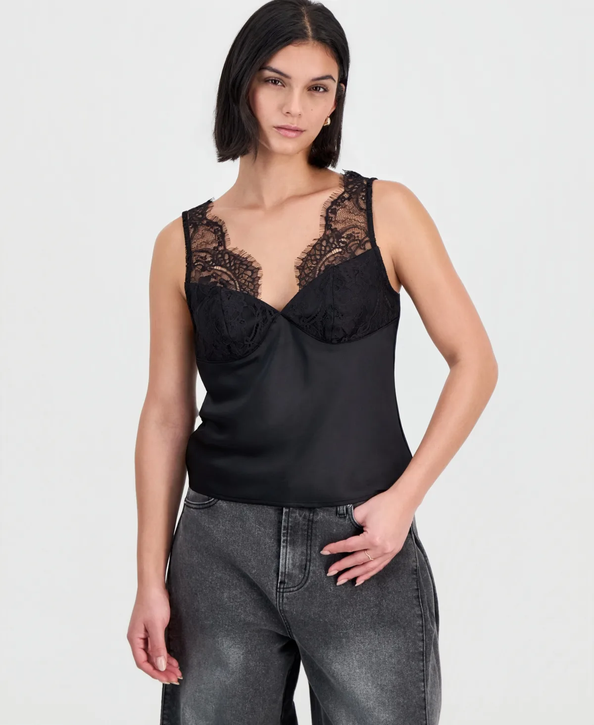 V-Neck Lace-Trim Camisole by Bar III