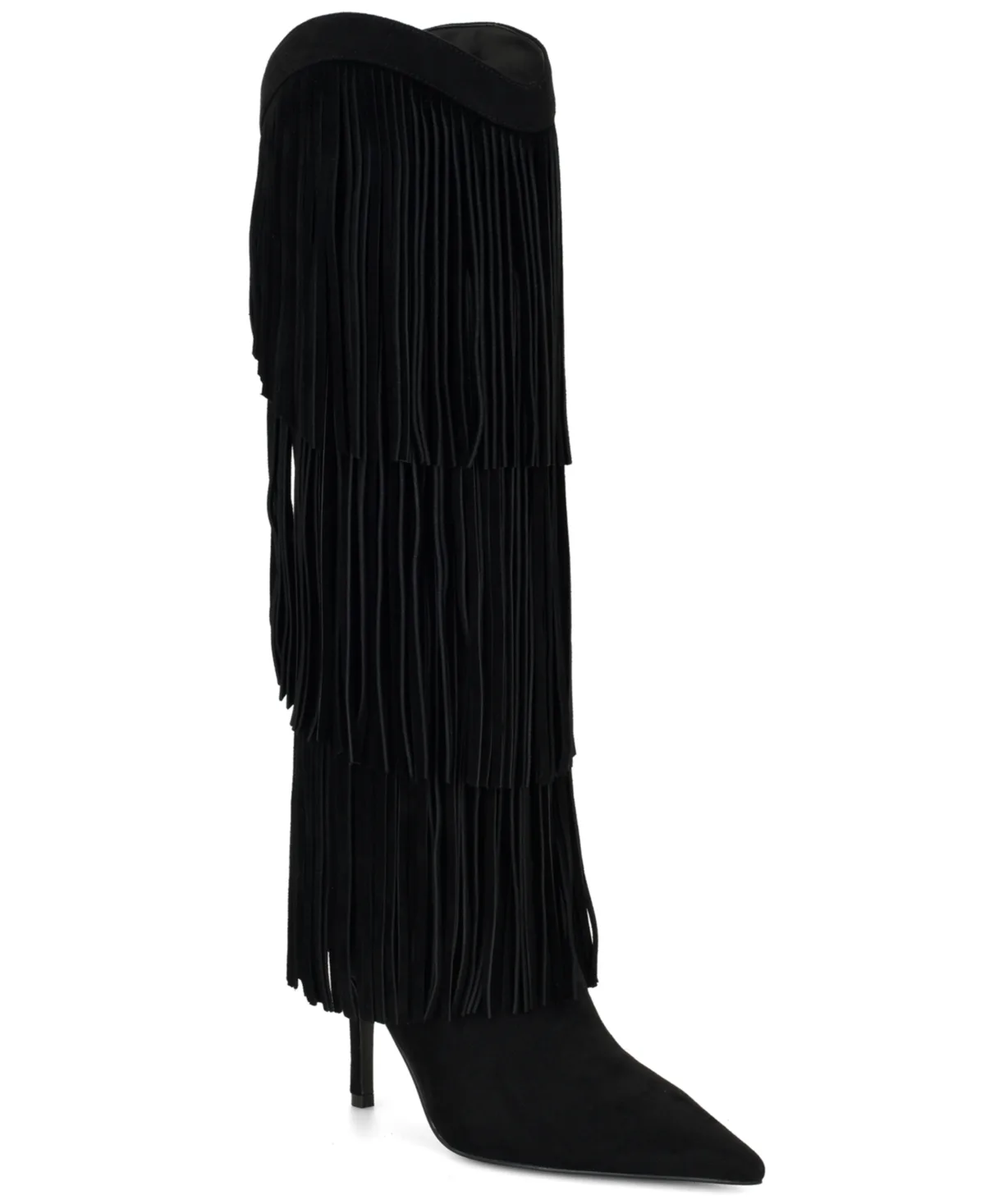 Genviv Suede Fringe Tall Stiletto Boots by Nine West