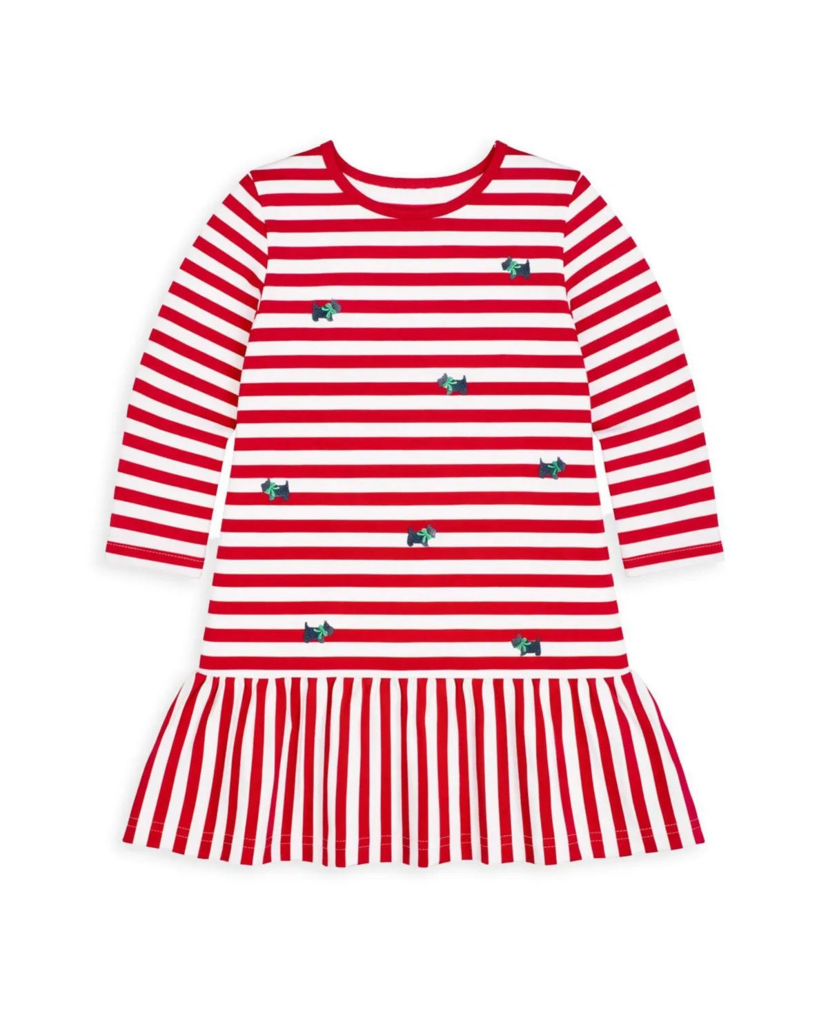 Long-Sleeve Drop-Waist Dress with Embroidered Scotty Dogs by Florence Eiseman