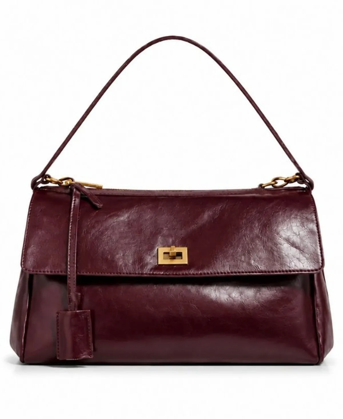 Locked in Traveler Faux Leather Turn-Lock Closure Shoulder Bag