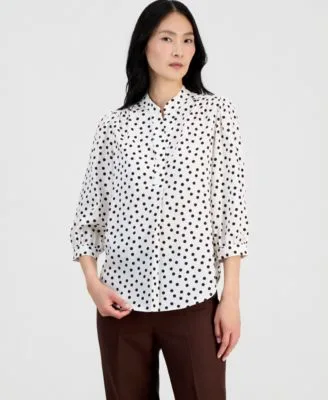 Printed Blouson Sleeve Top by Anne Klein