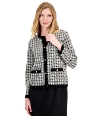 Birds Eye Jacquard Fitted Cardigan