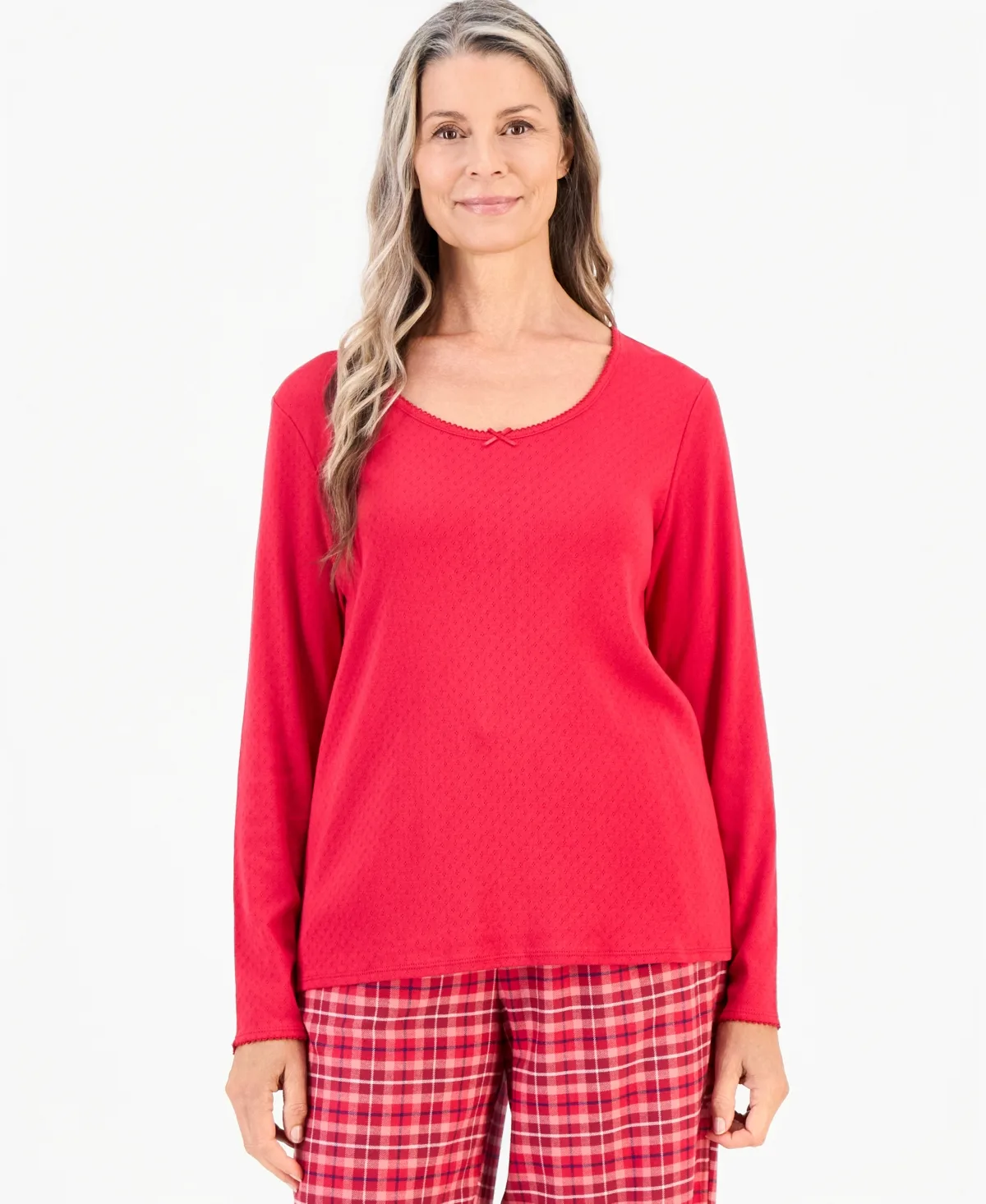 Long Sleeve Pointelle Tee by Charter Club