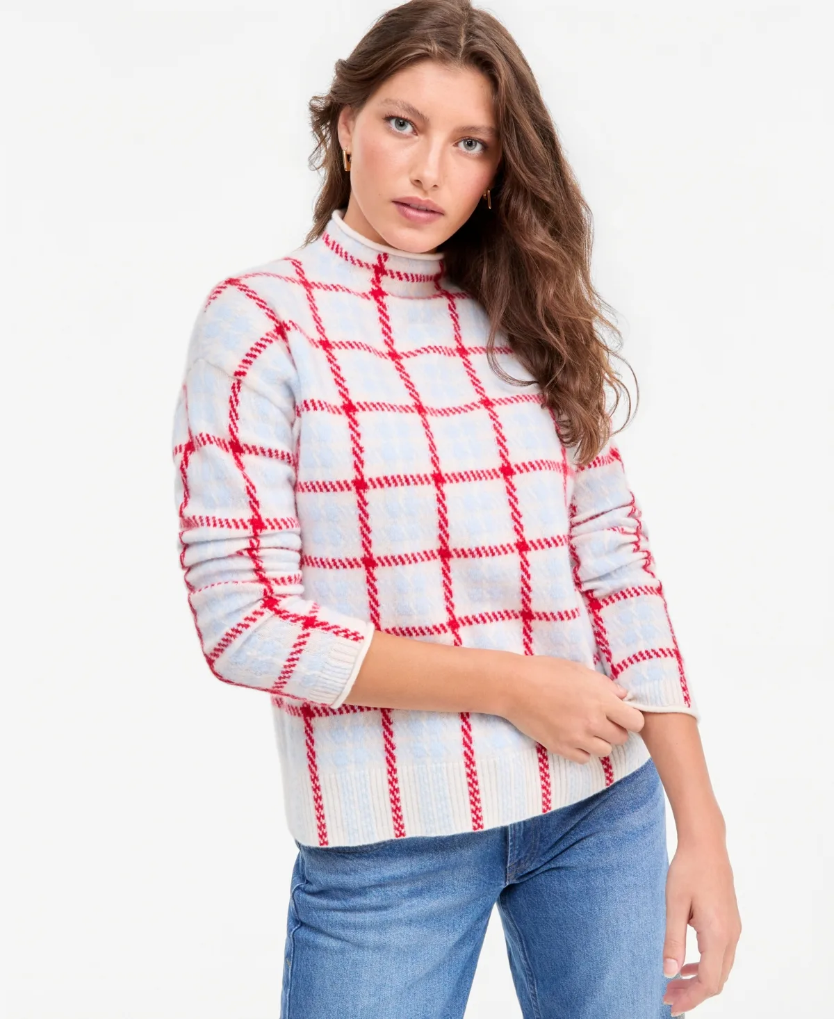 100% Cashmere Cable-Knit Funnel-Neck Pullover Sweater by Charter Club