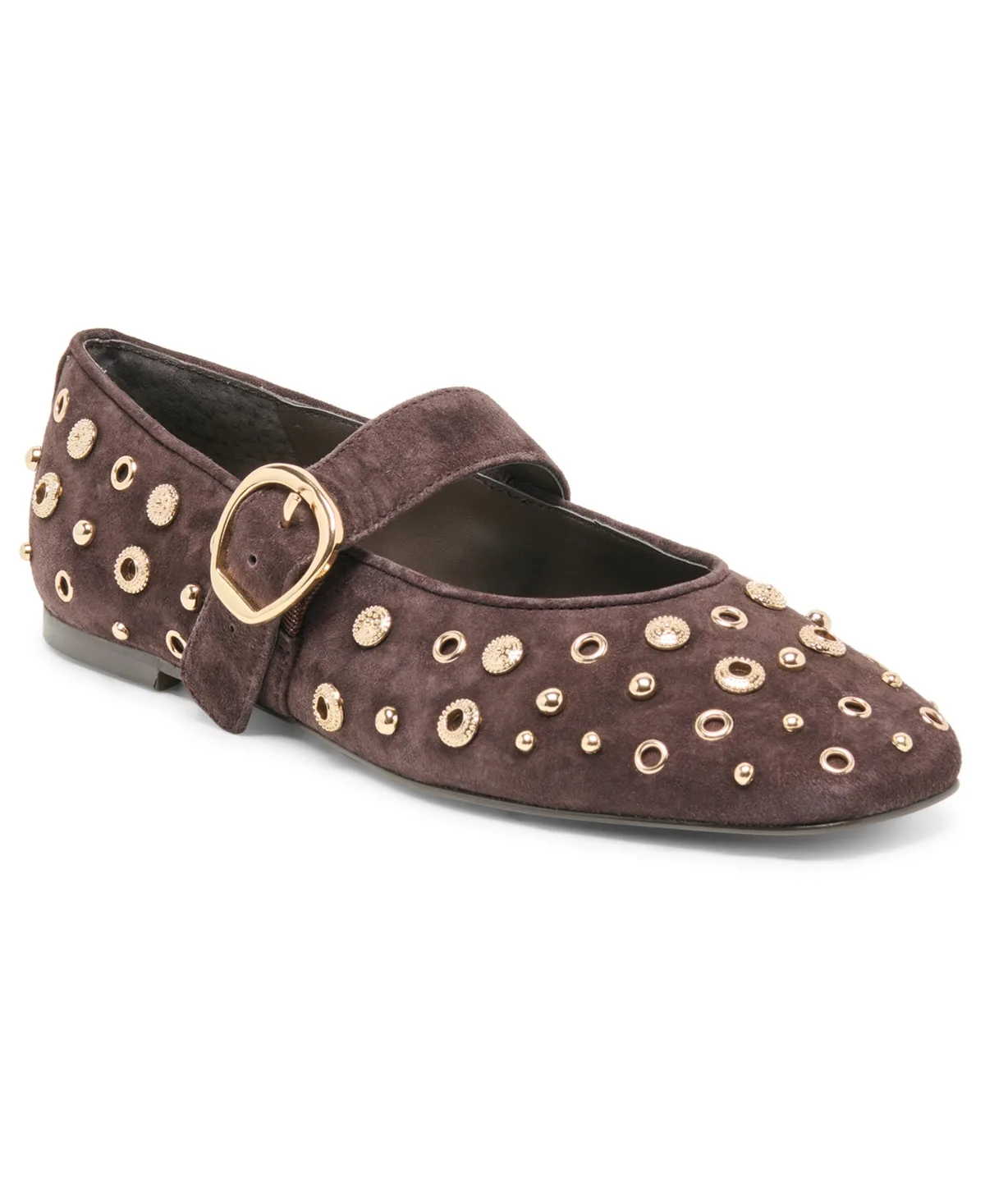 Mella Stud Buckle Mary Jane Flats - Java Suede by Dolce Vita