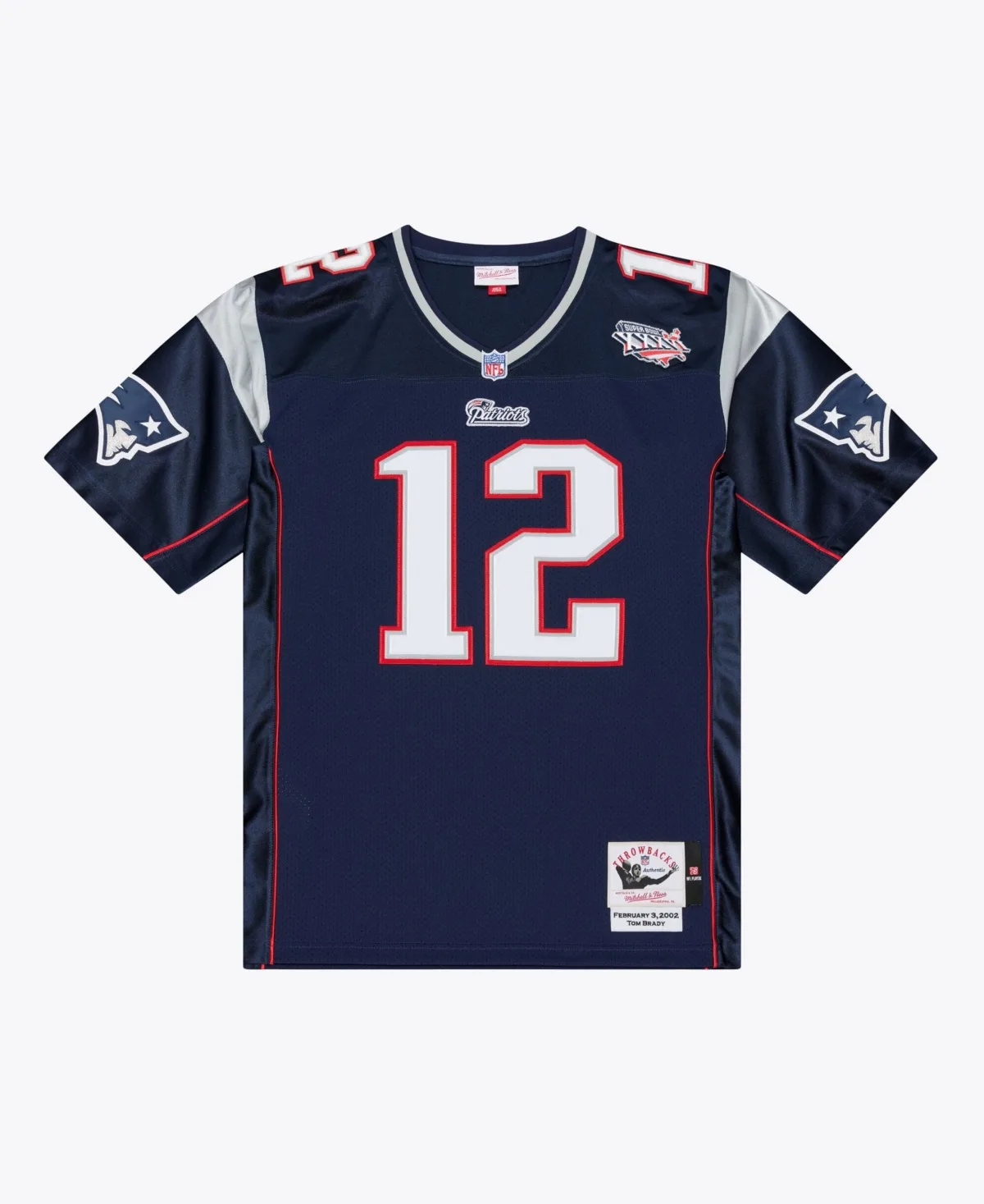New England Patriots Tom Brady Super Bowl Xxxvi Authentic Throwback Jersey by Mitchell & Ness