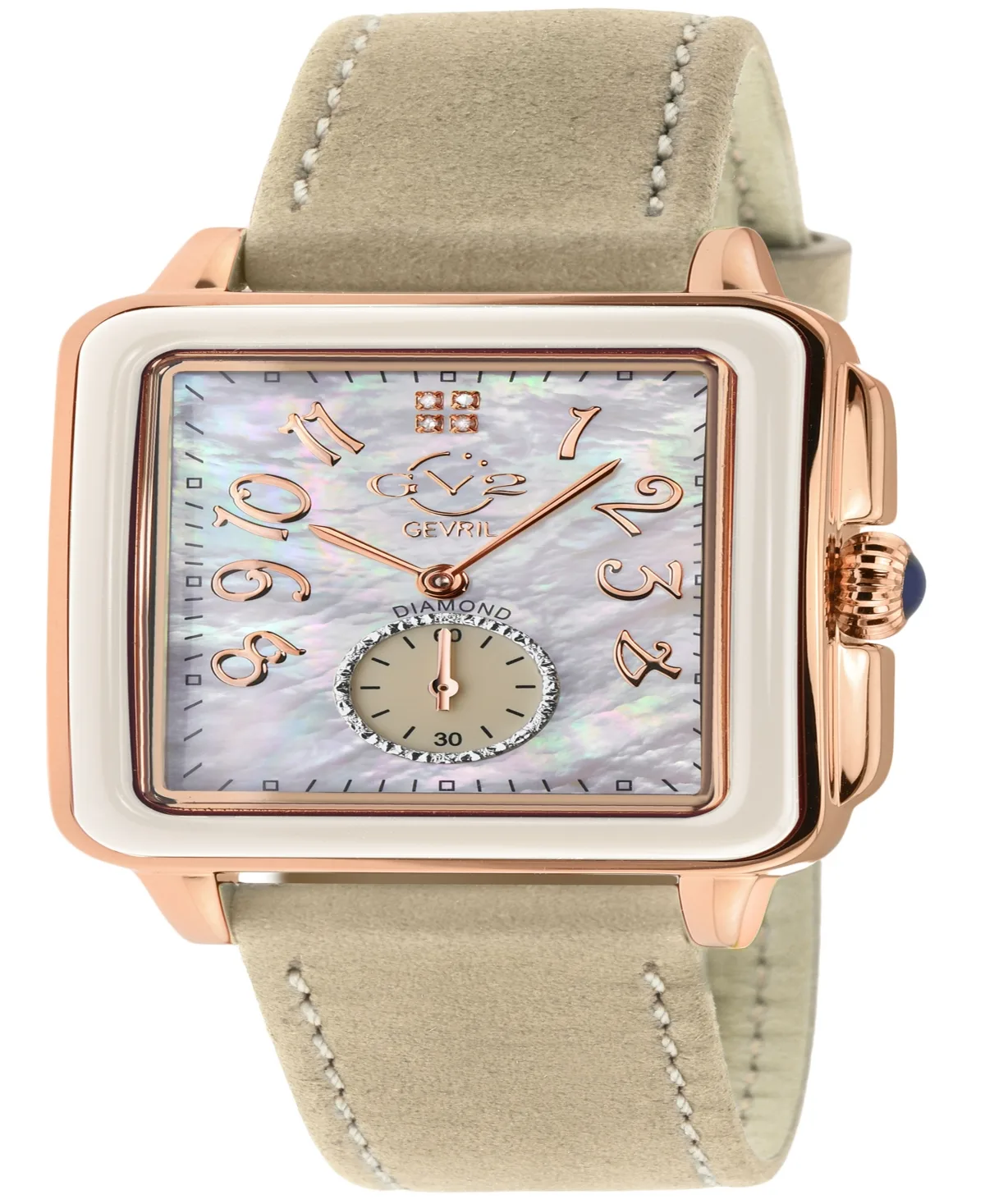 Bari Enamel Swiss Quartz Italian Tan Leather Strap Watch 34mm by Gevril