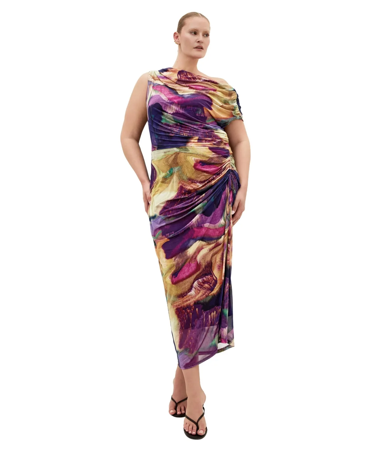 Vivid Mesh Print Maxi Dress