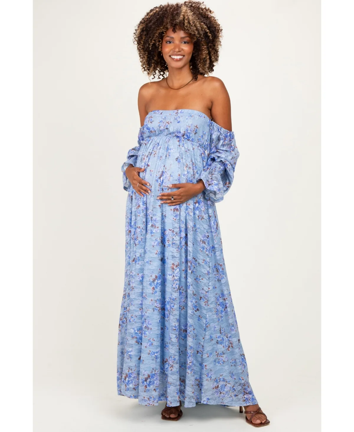 Pink Off Shoulder Long Sleeve Maxi Dress by PinkBlush