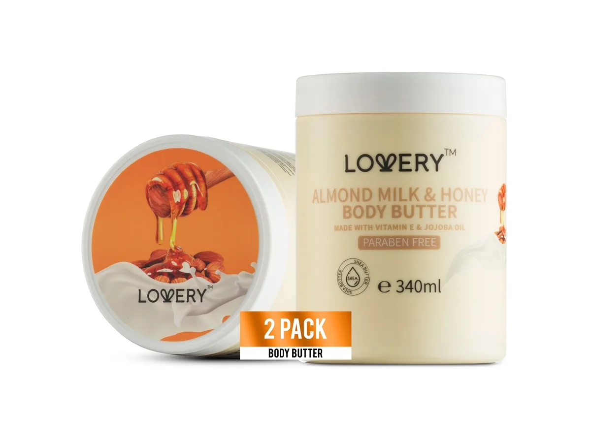 23 Ounce Almond Milk and Honey Body Butter, 2-Pack Bath and Body Care Set by Lovery