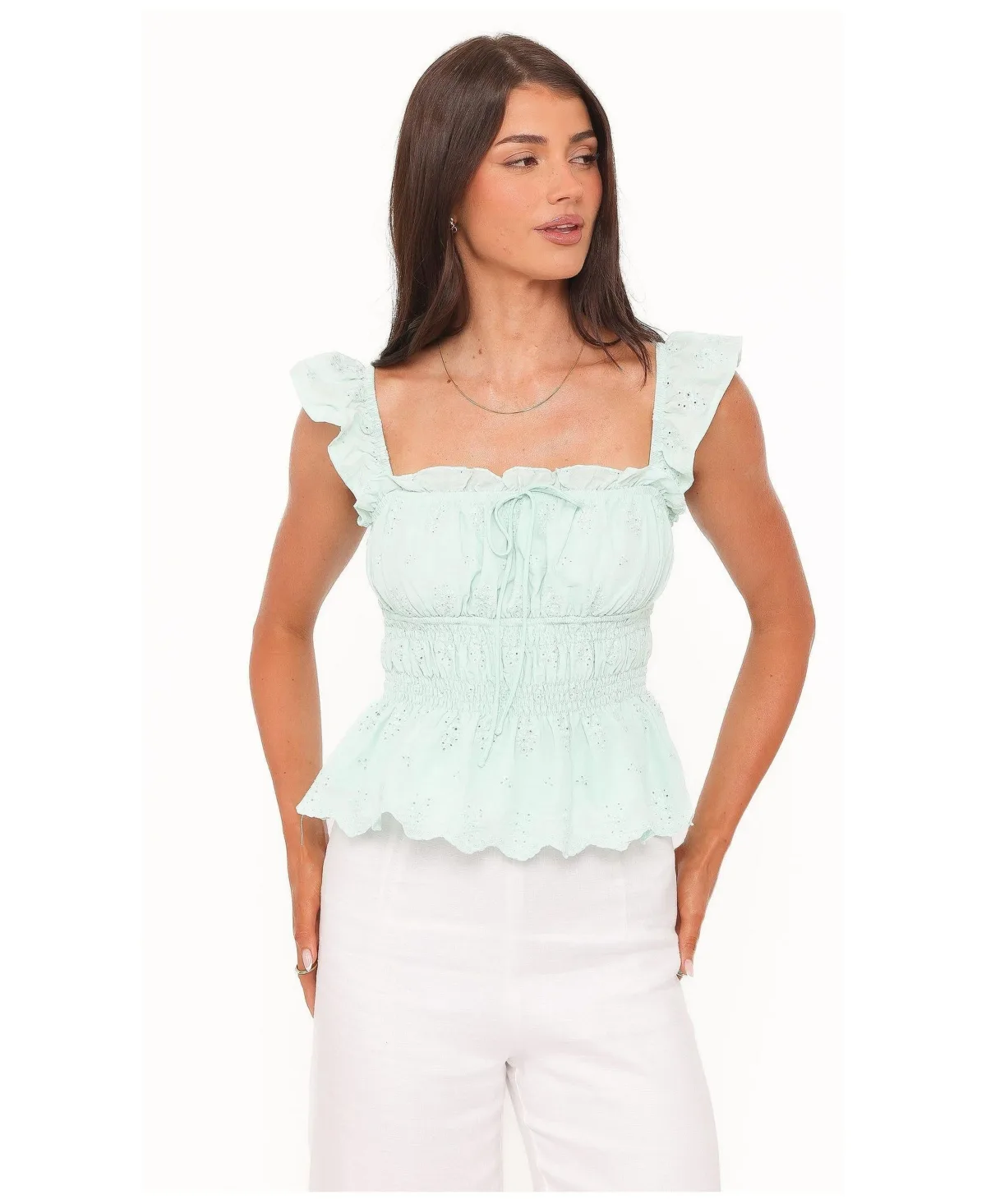 Melissa Square-Neck Peplum Top