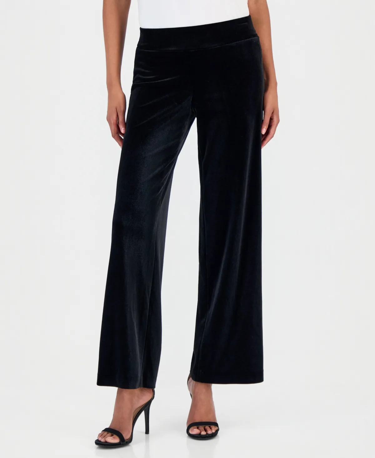 Velvet High-Rise Pull-On Wide-Leg Pants