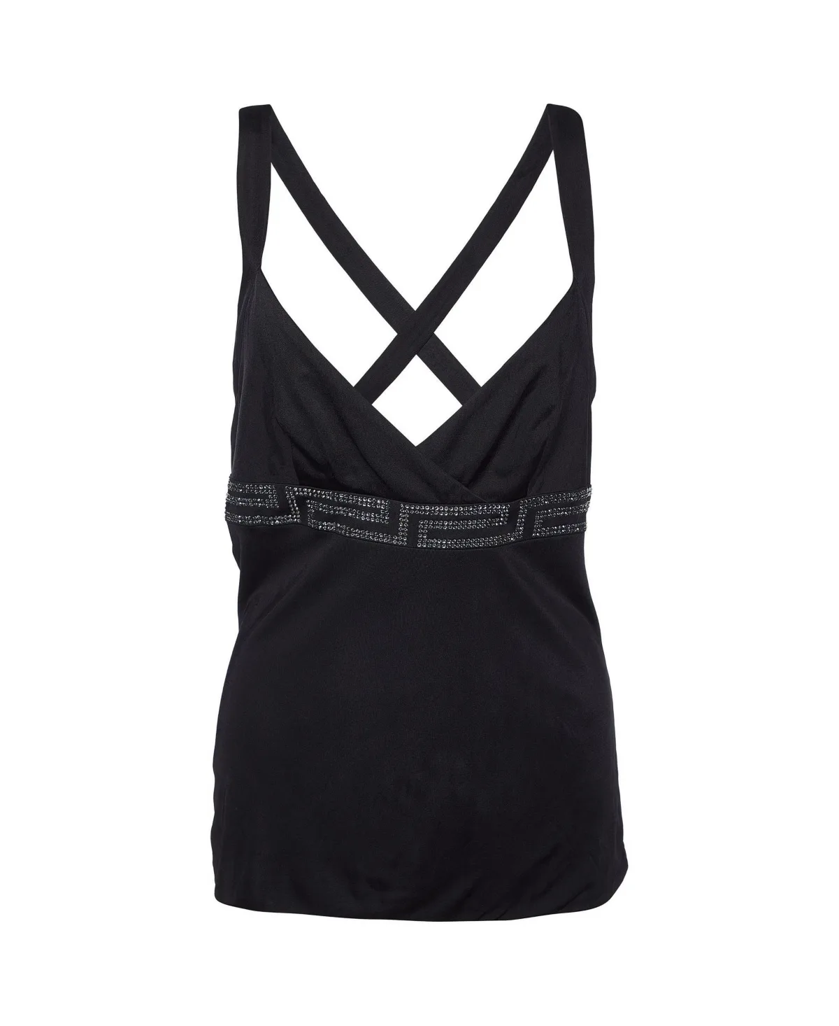 Pre-Owned Crystal Greca Embellished Jersey Tank Top by Versace