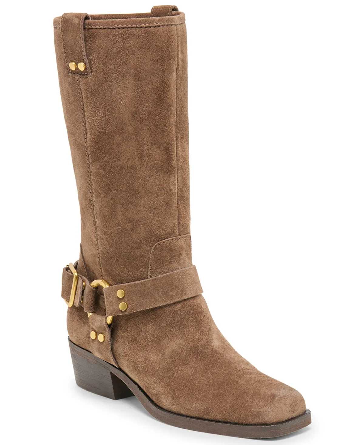 Rolan Ankle Harness Moto Tall Boots - Chocolate Suede by Dolce Vita