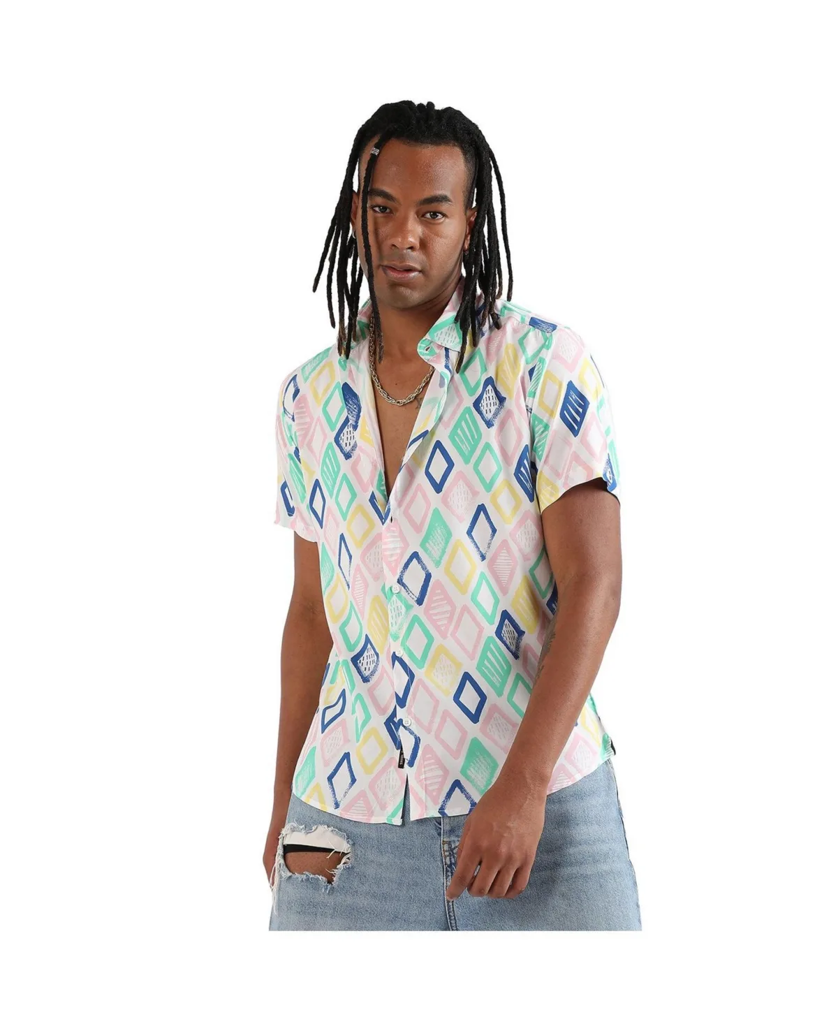 EcoLiva Rhombus Strokes Shirt by Campus Sutra