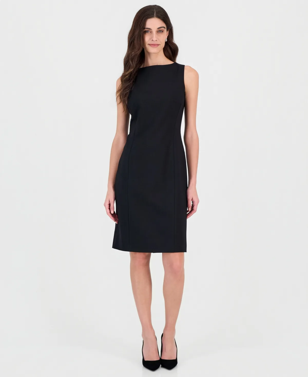 Sleeveless Compression Boat Neck Sheath Dress