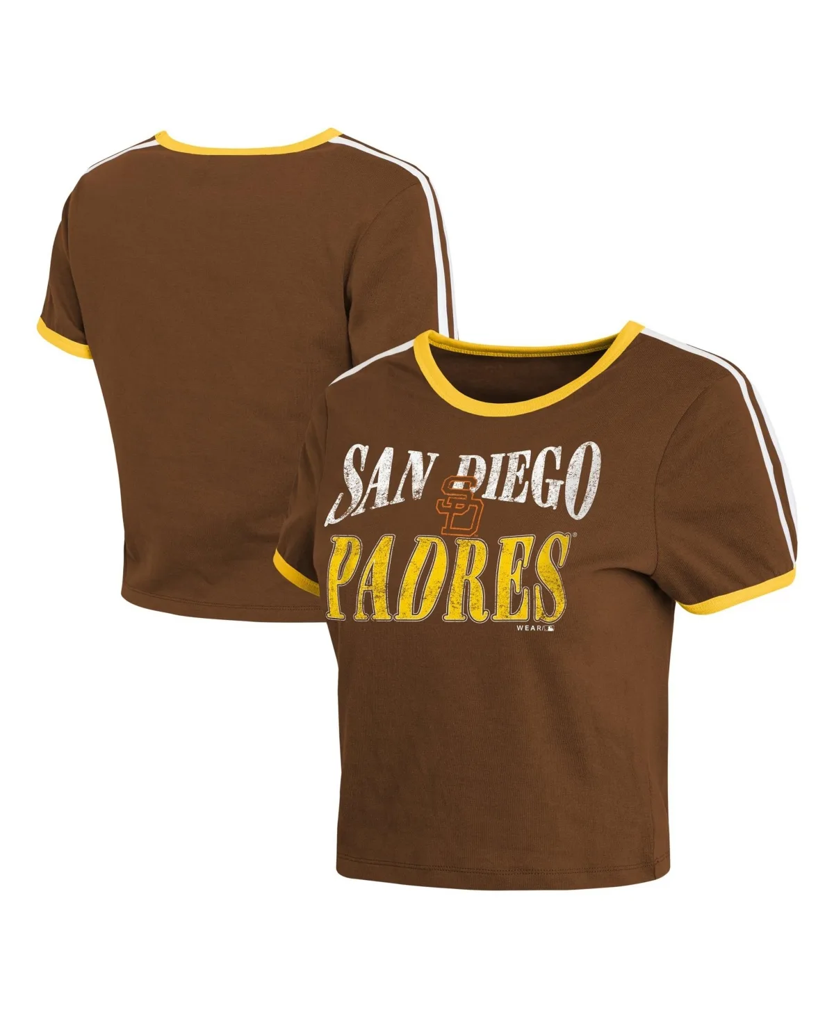 Wear by Erin Andrews San Diego Padres Cropped Throwback Ringer Baby T-Shirt by Wear by Erin Andrews