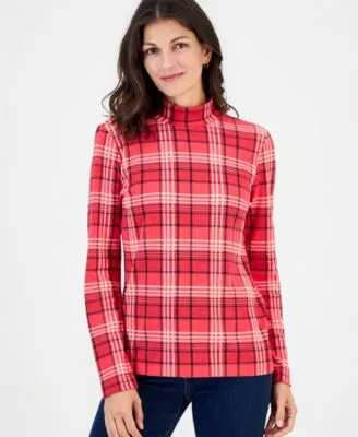 Printed Mock Neck Long Sleeve Tee