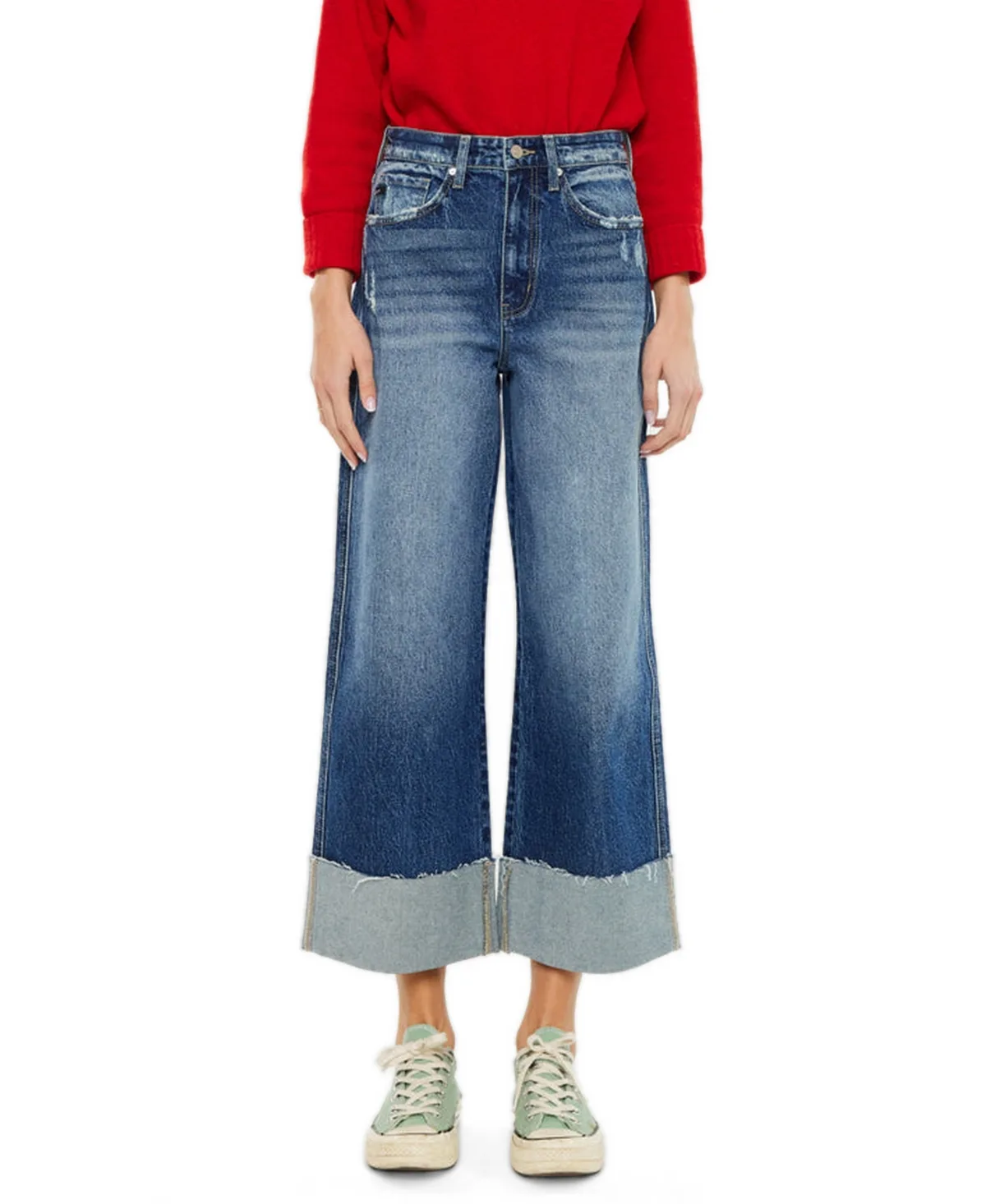 Lynn High-Waisted Cropped Wide-Leg Jeans by Kancan