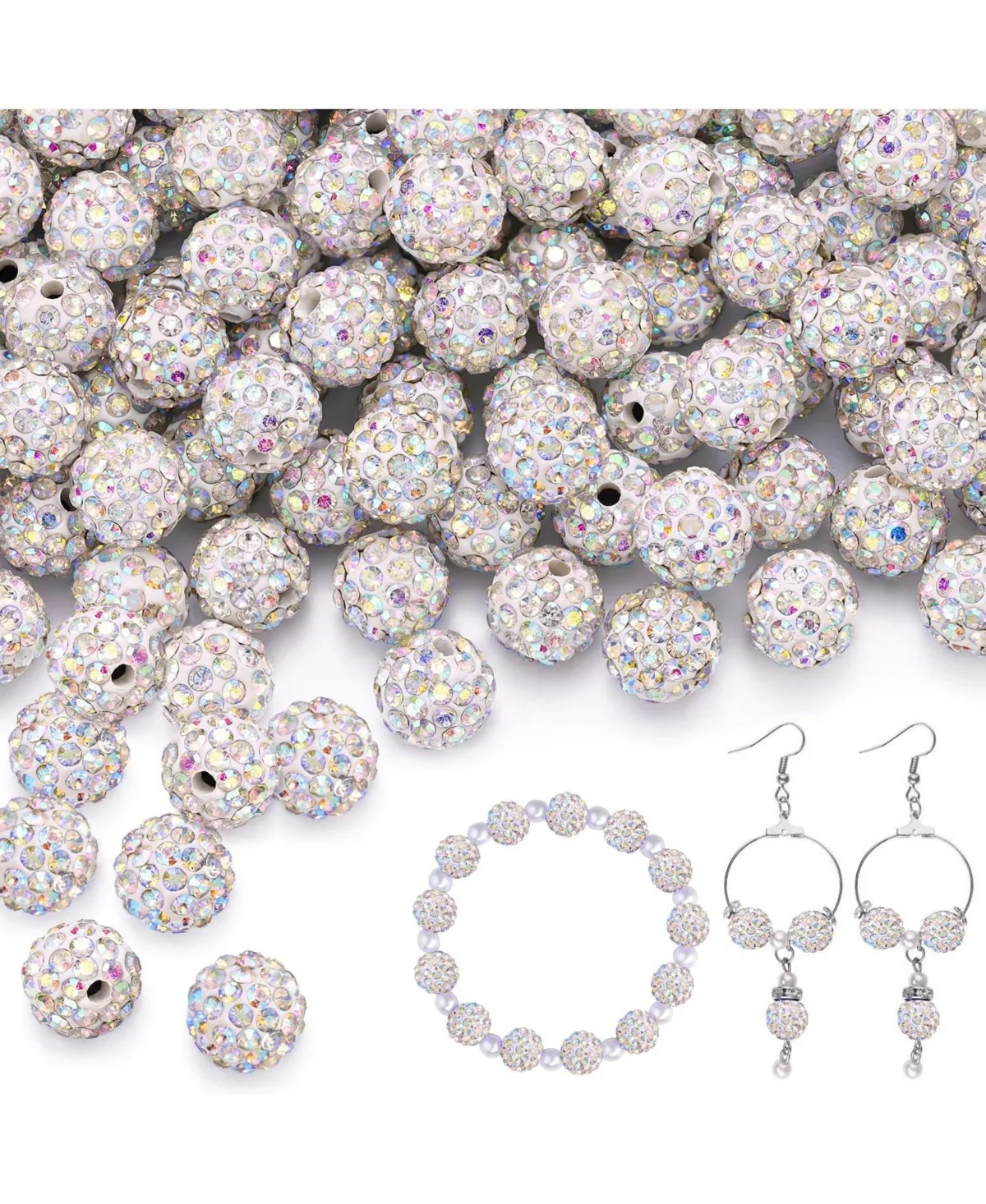Rhinestone Beads for Diy Jewelry Making Craft Supplies Bulk - Crystal Ab 10mm/150pcs by Aeelike
