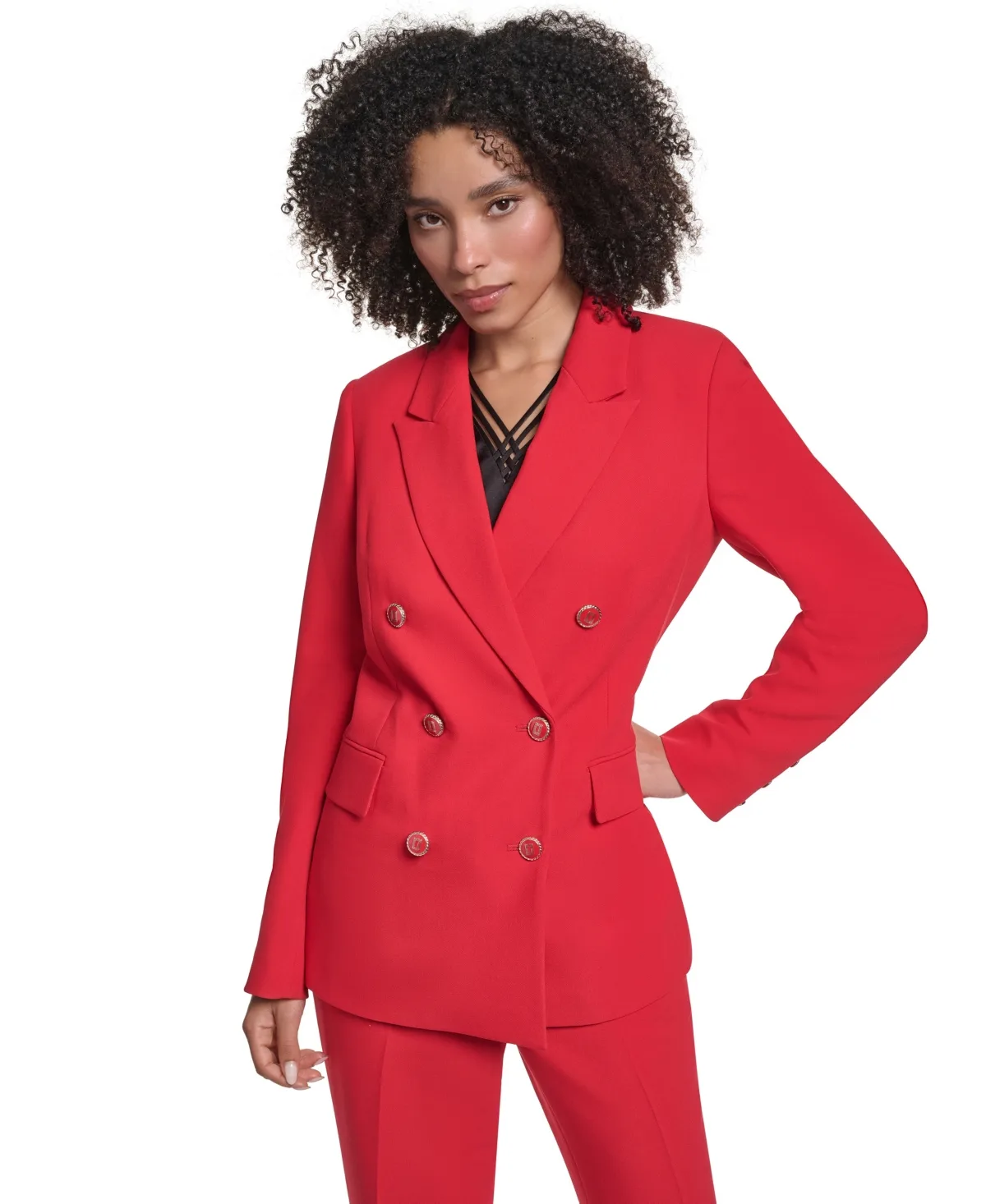 Double-Breasted Shoulder-Padded Blazer by Karl Lagerfeld