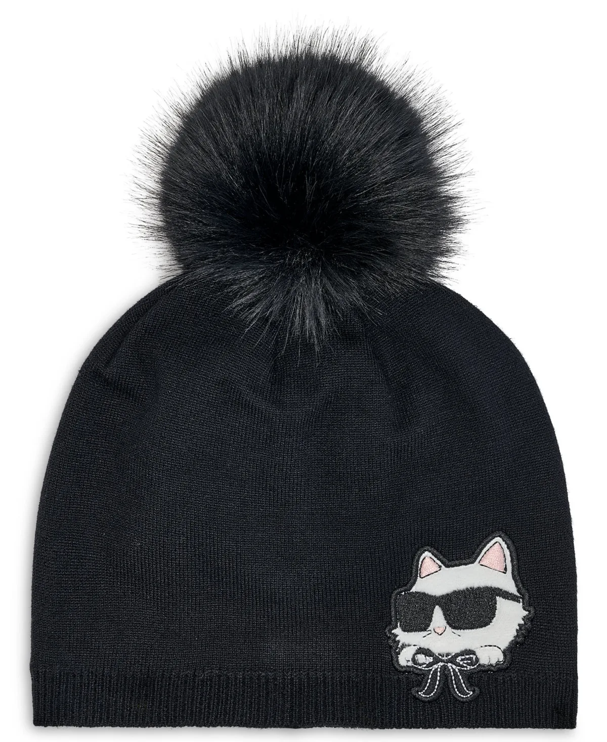Cozy Cat Faux-Fur Pom Beanie Hat by Karl Lagerfeld