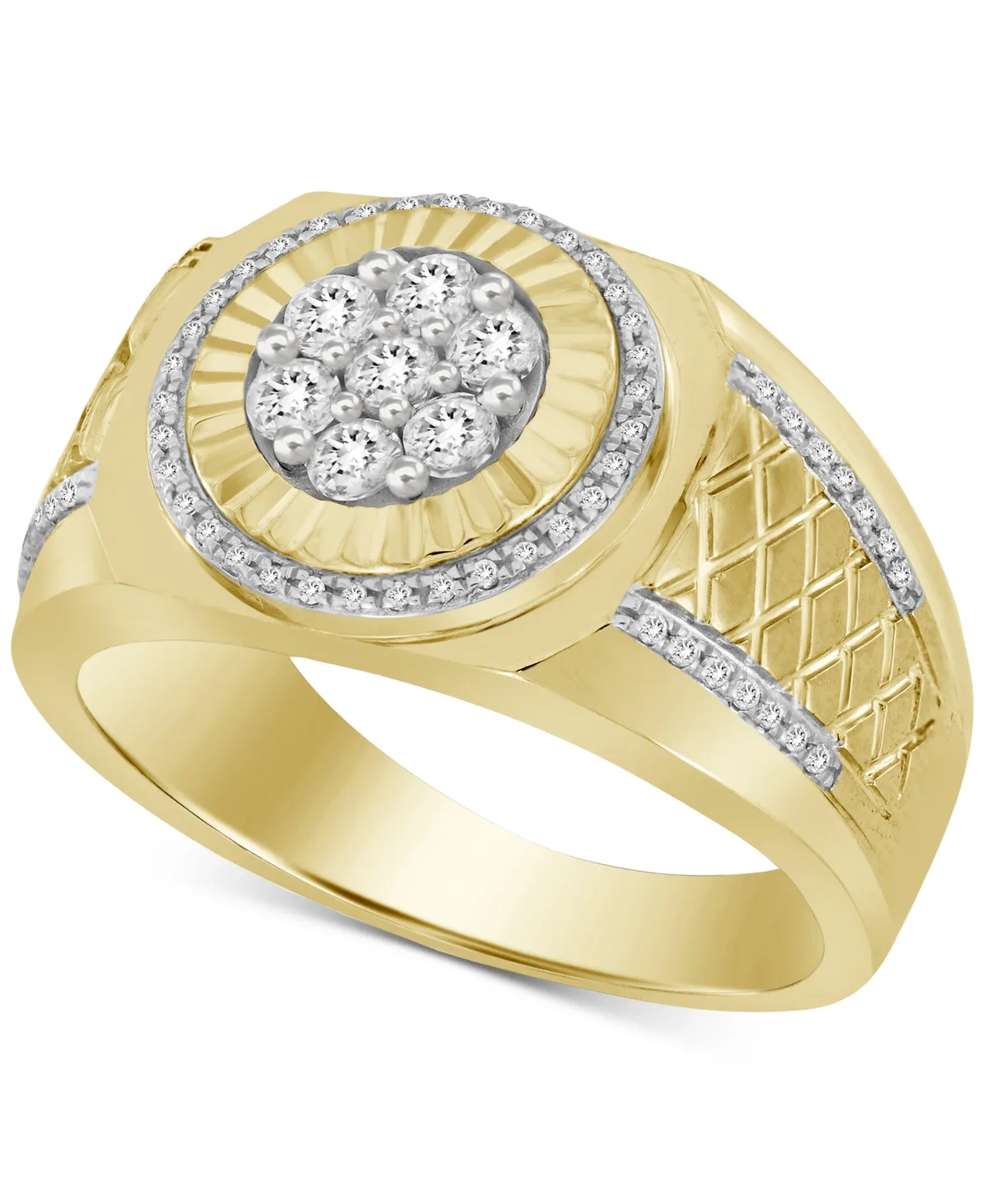 Diamond Halo Cluster Ring (1/2 ct. t.w.) in 10k Gold by Macy's