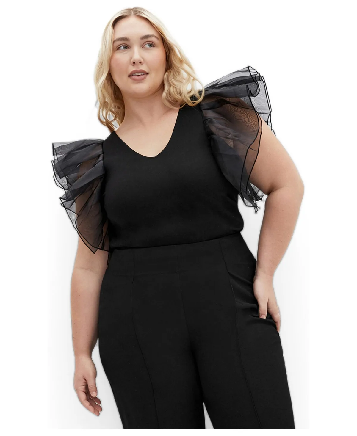 Sierra Ruffle Sleeve Top by City Chic