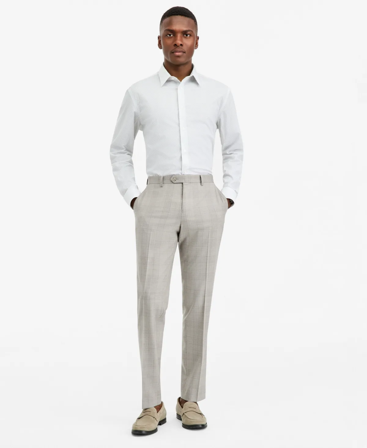 Modern-Fit Gray Plaid Suit Separate Pants by Ted Baker