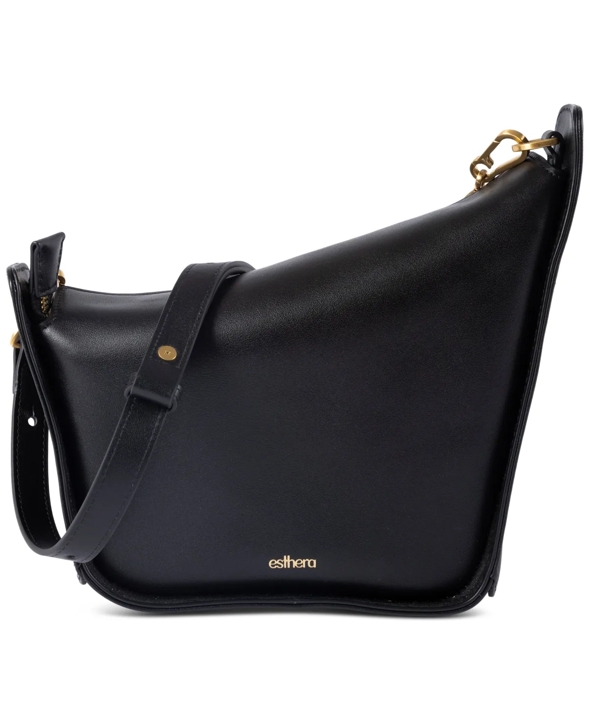 10AM Leather Asymmetrical Embossed Logo Small Shoulder Handbag by Esthera