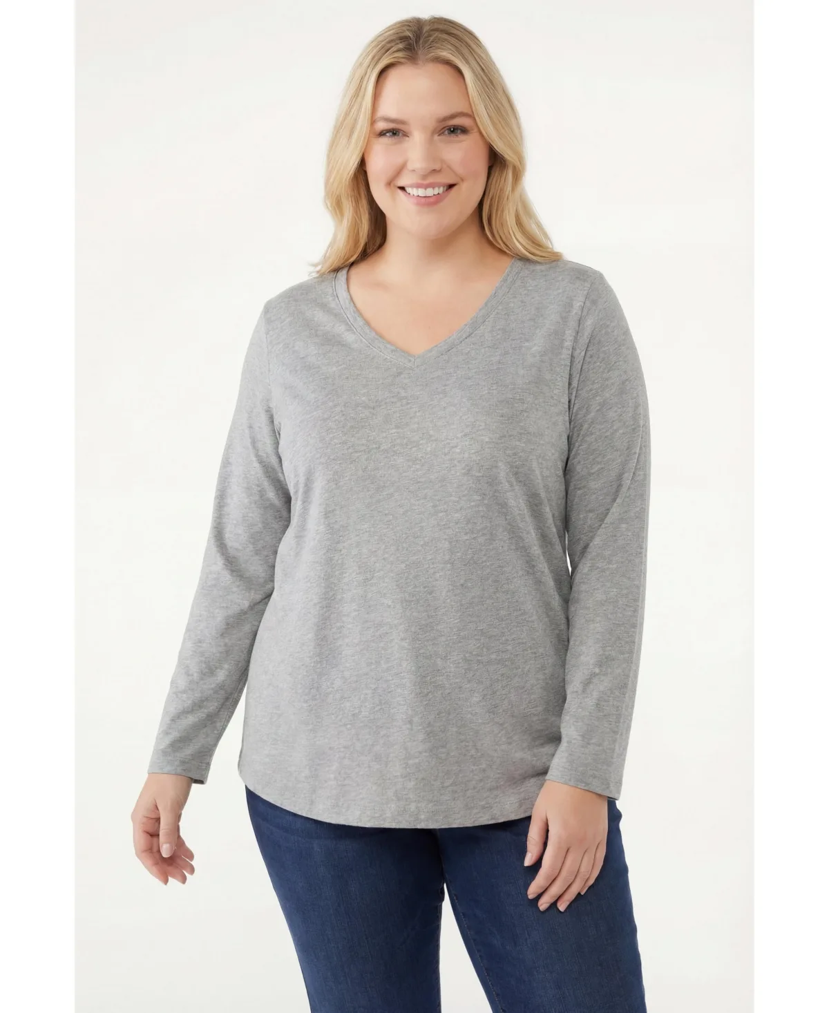 Perfect Long-Sleeve V-Neck Tee by Woman Within