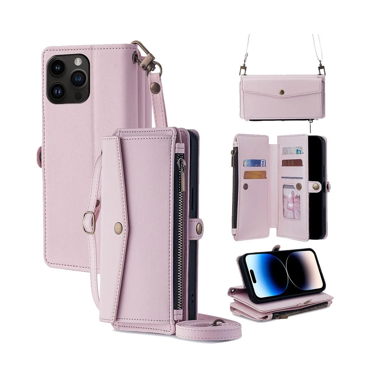 5-In-1 Crossbody Wallet Phone Case for iPhone 12-17 by Artudatech