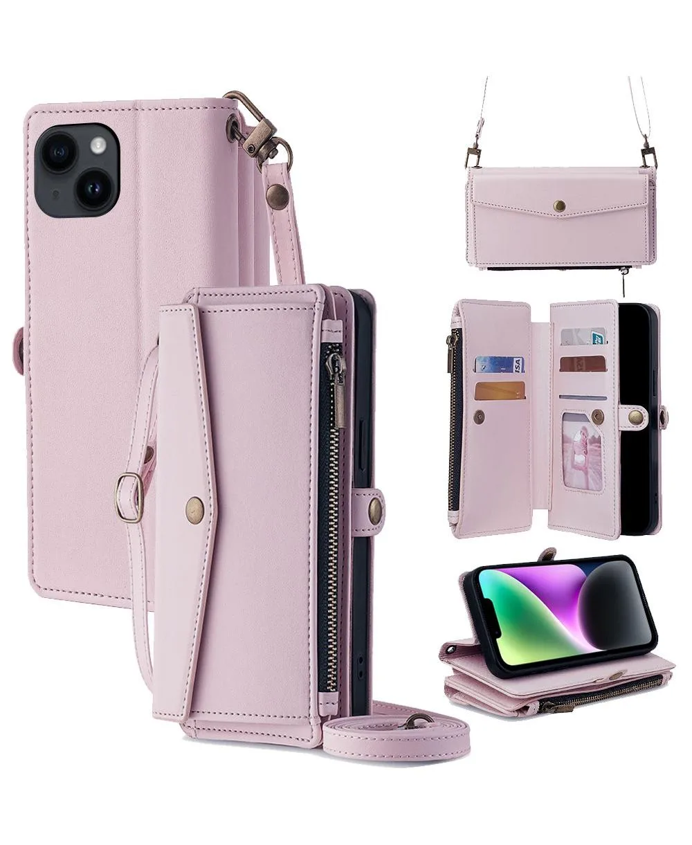 Crossbody Adjustable-Stand Card-Holder Wallet Case Compatible with iPhone 12-17 by Artudatech