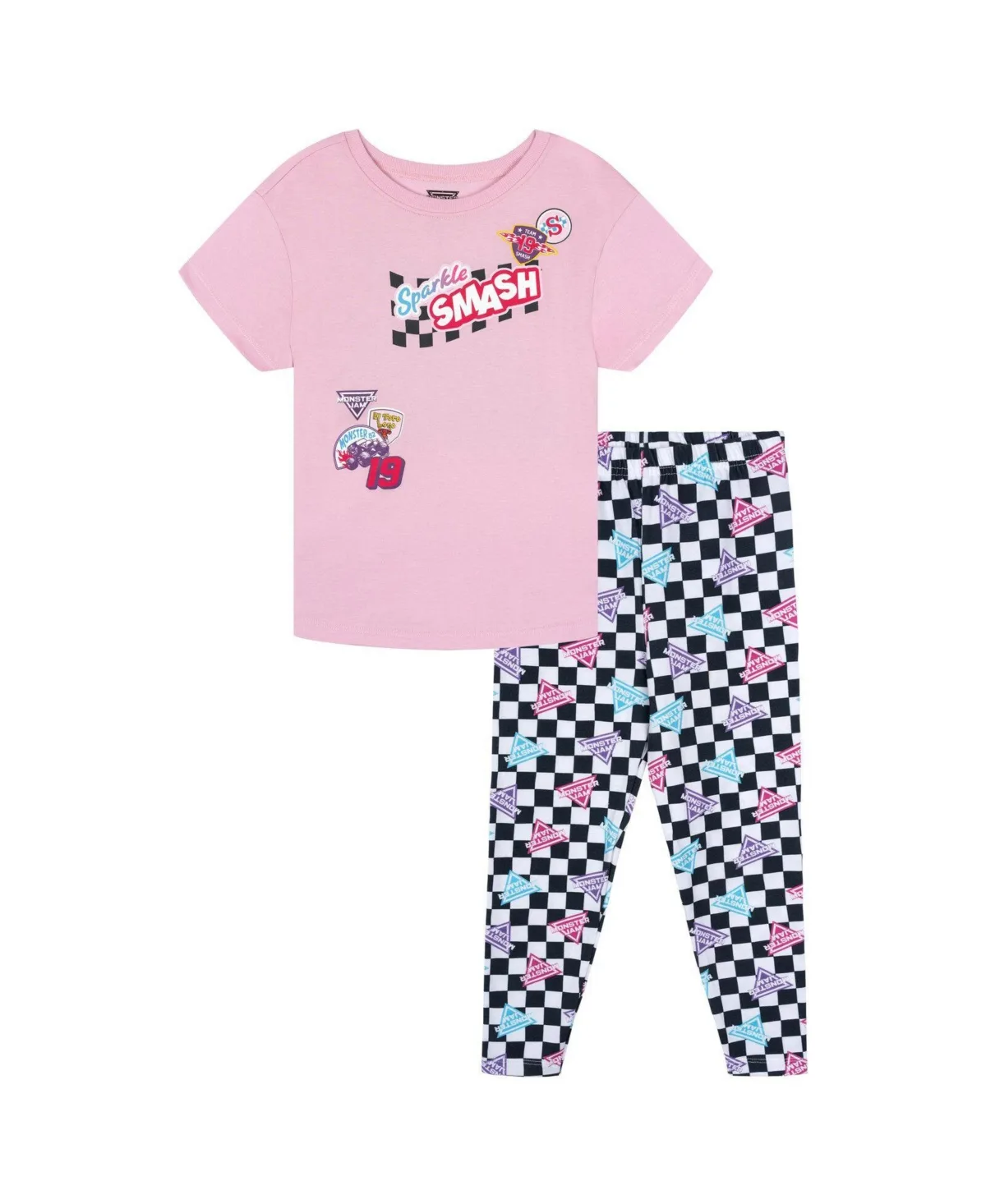 Monster Jam Sparkle Smash Graphic Checkerboard T-Shirt and Leggings Set by Monster Jam
