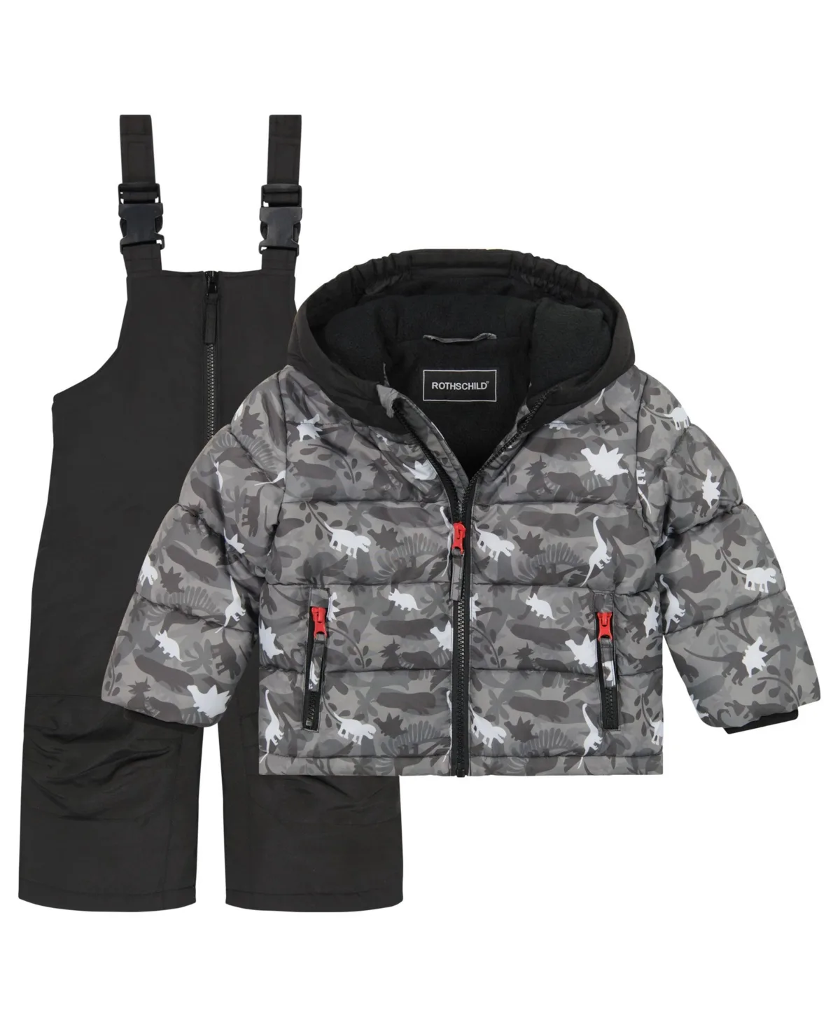S Rothschild & Co Dinosaur-Print Puffer Hooded Jacket and Ski Bib, 2-Piece Set by S Rothschild & Co