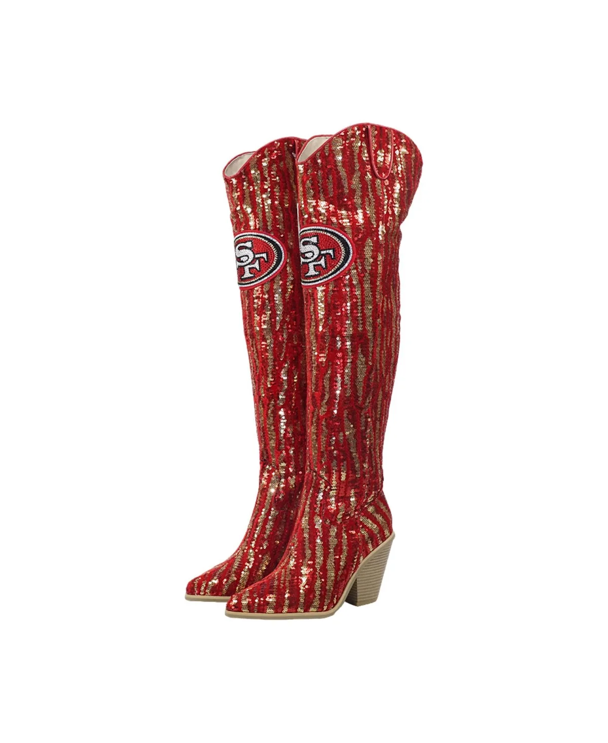 San Francisco 49ers Over-the-Knee Two-Tone Sequin Boots by Fabgating by Cuce