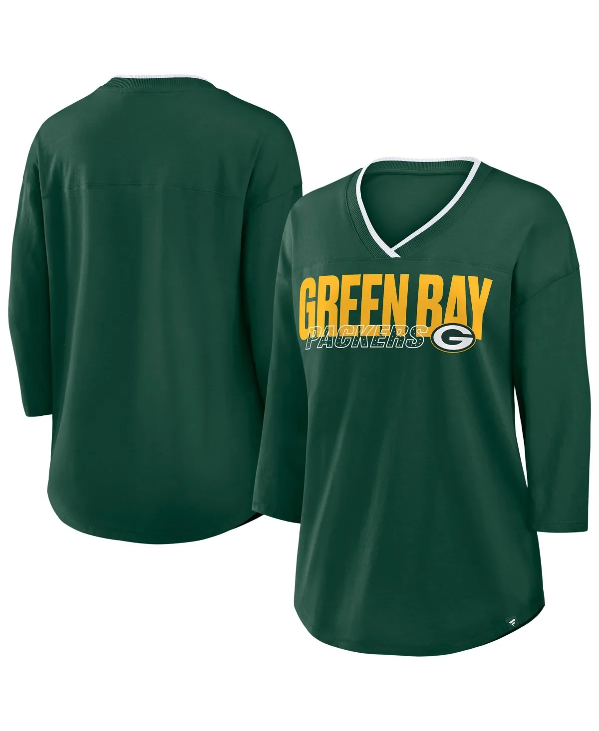 Bay Packers Deceptive Juke 3/4-Sleeve V-Neck T-Shirt by Fanatics