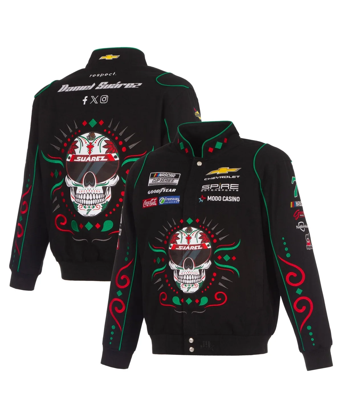 Daniel Suarez 2026 Sugar Skull Full-Snap Twill Racing Jacket by JH Design