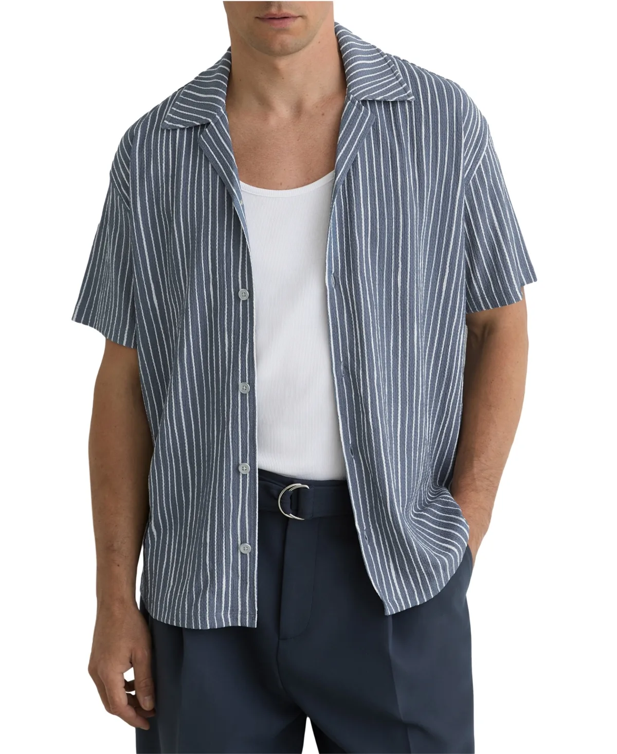 Max Short-Sleeve Striped Cuban-Collar Shirt by Reiss