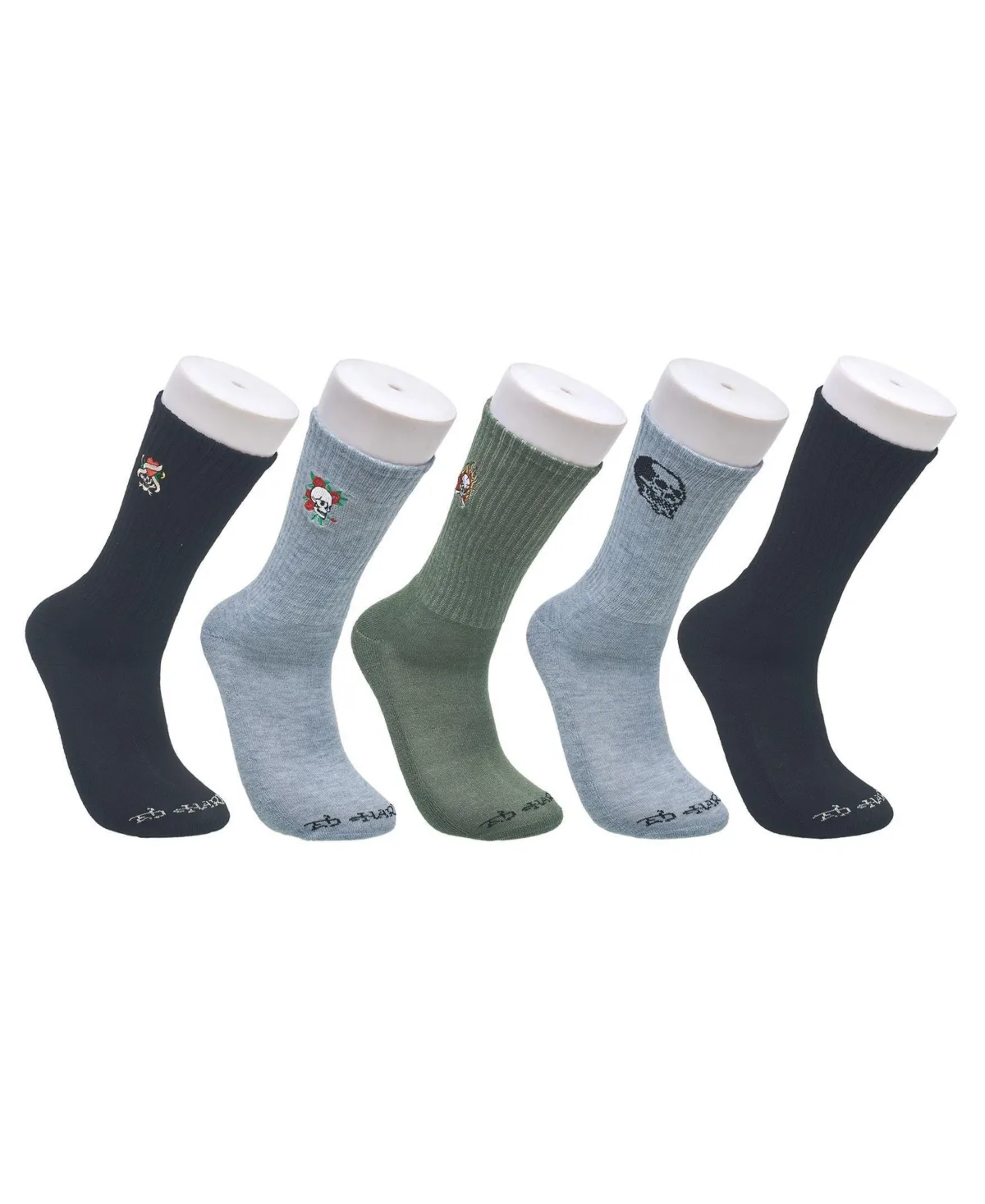 Embroidery Half Cushion Crew Sock 5-Pack by Ed Hardy