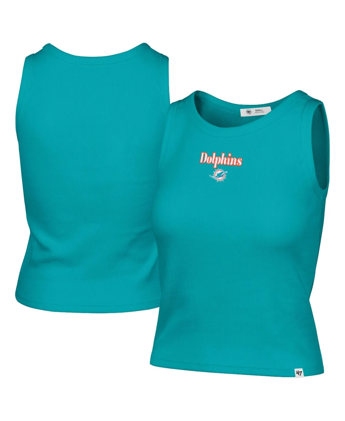Miami Dolphins Cropped Straight Cut Ribbed Baby Tank Top by 47 Brand