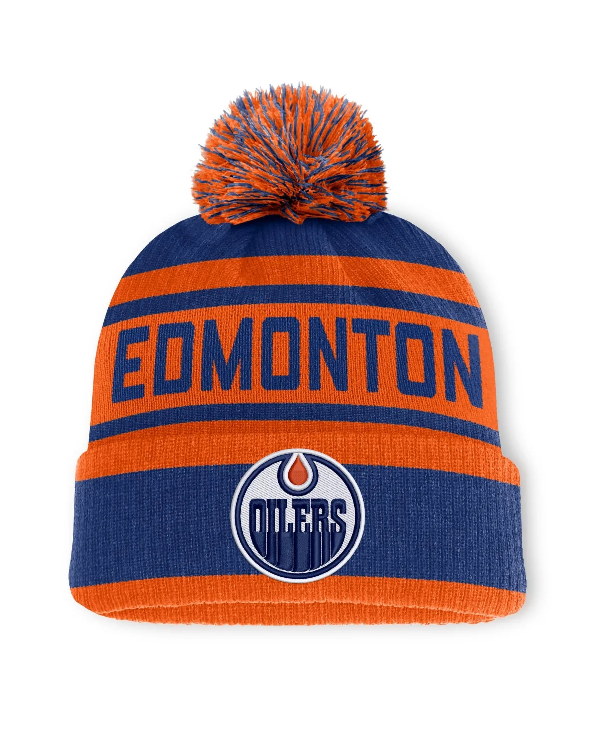 Edmonton Oilers Fundamental Cuffed Knit Hat with Pom by Fanatics