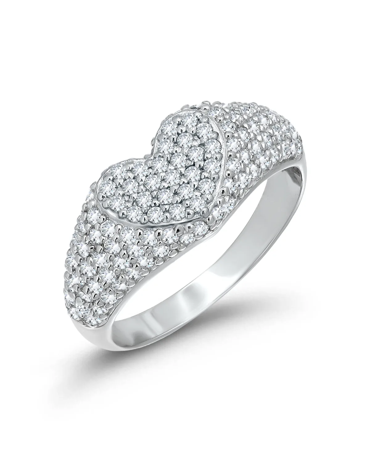 Cubic Zirconia Pave Silver-Tone Heart Ring by Macy's